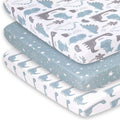 Blue Dino Fitted Playard Sheets, 3-Pack