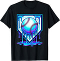 Baseball Drip Ice Cream Blue Glow Melt Ball Graphic T-Shirt Unisex T-shirt, Sweatshirt, Hoodie, Long Sleeve Tee