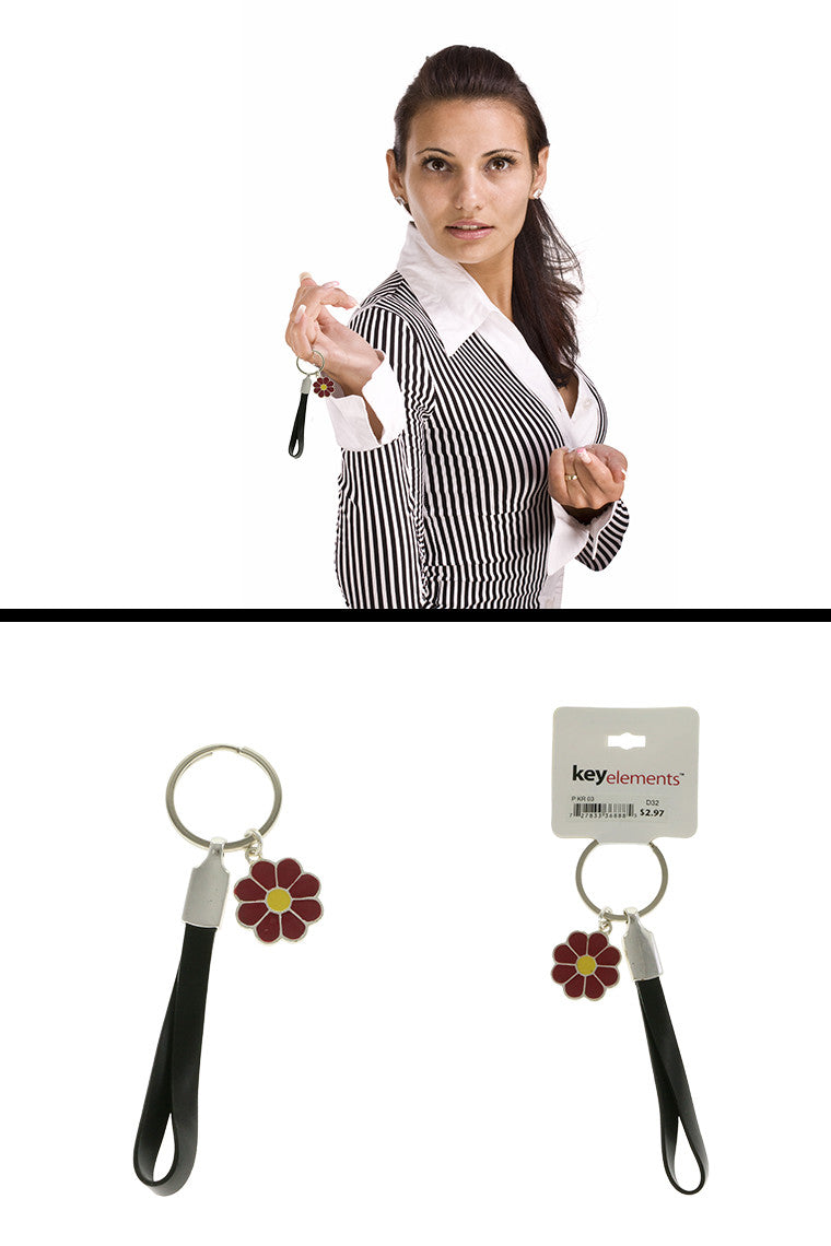 Colorful Flower Key Chain With Wrist Strap KEKC4362