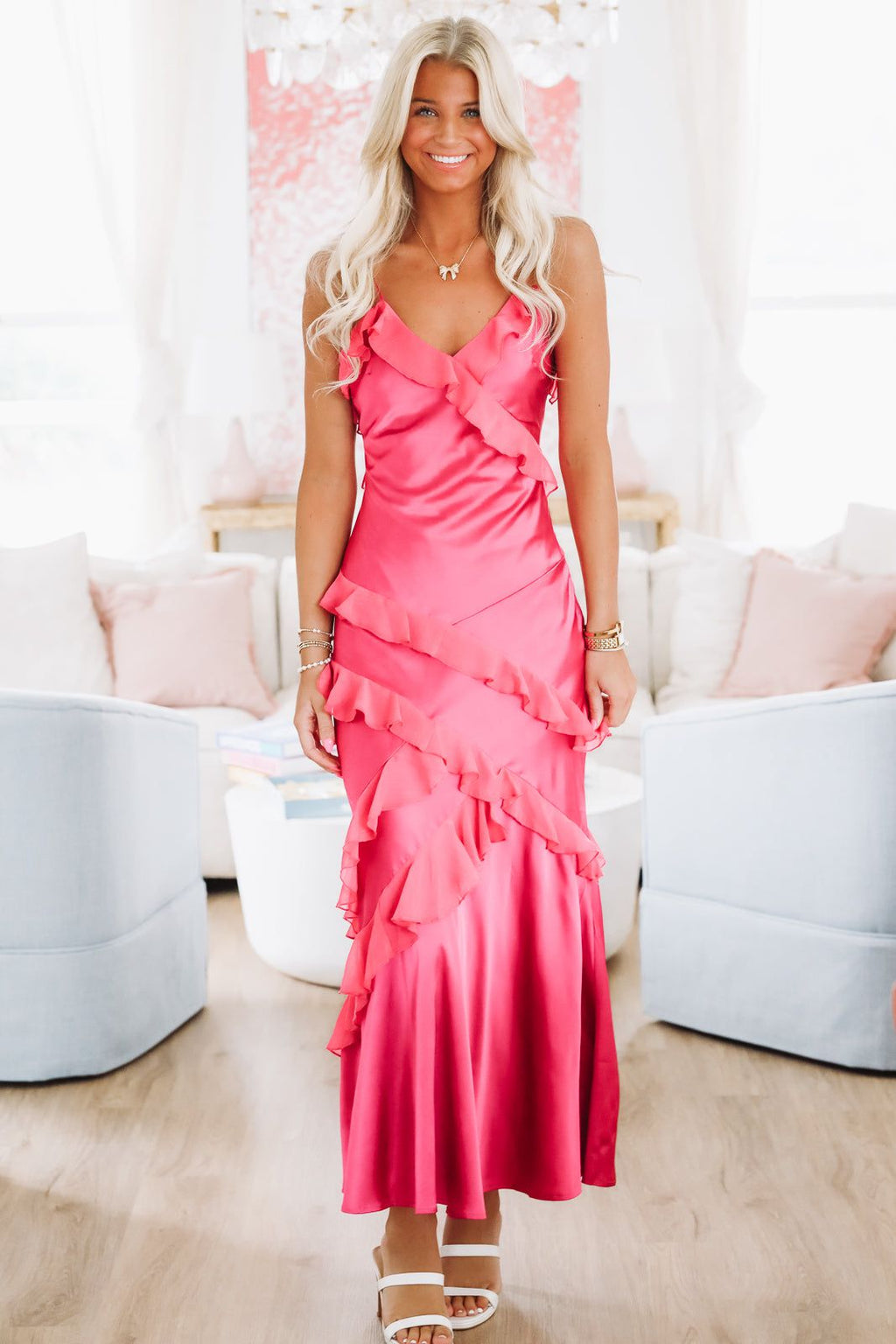 Ruffled Bliss Maxi Dress - Pink