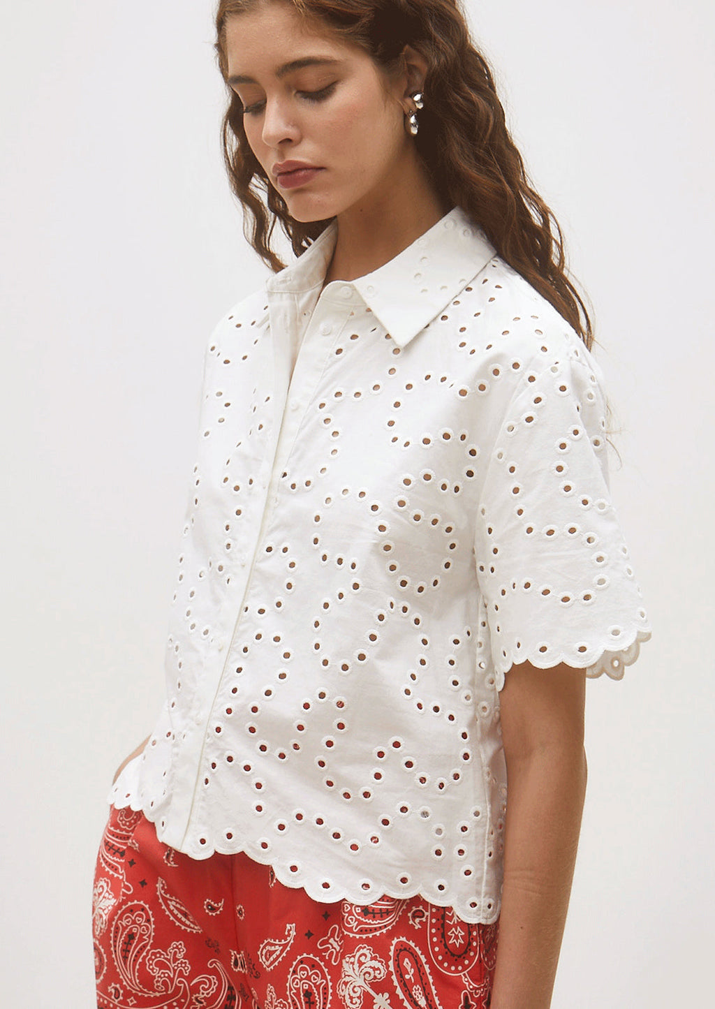 Lenka Eyelet Short Sleeve Shirt