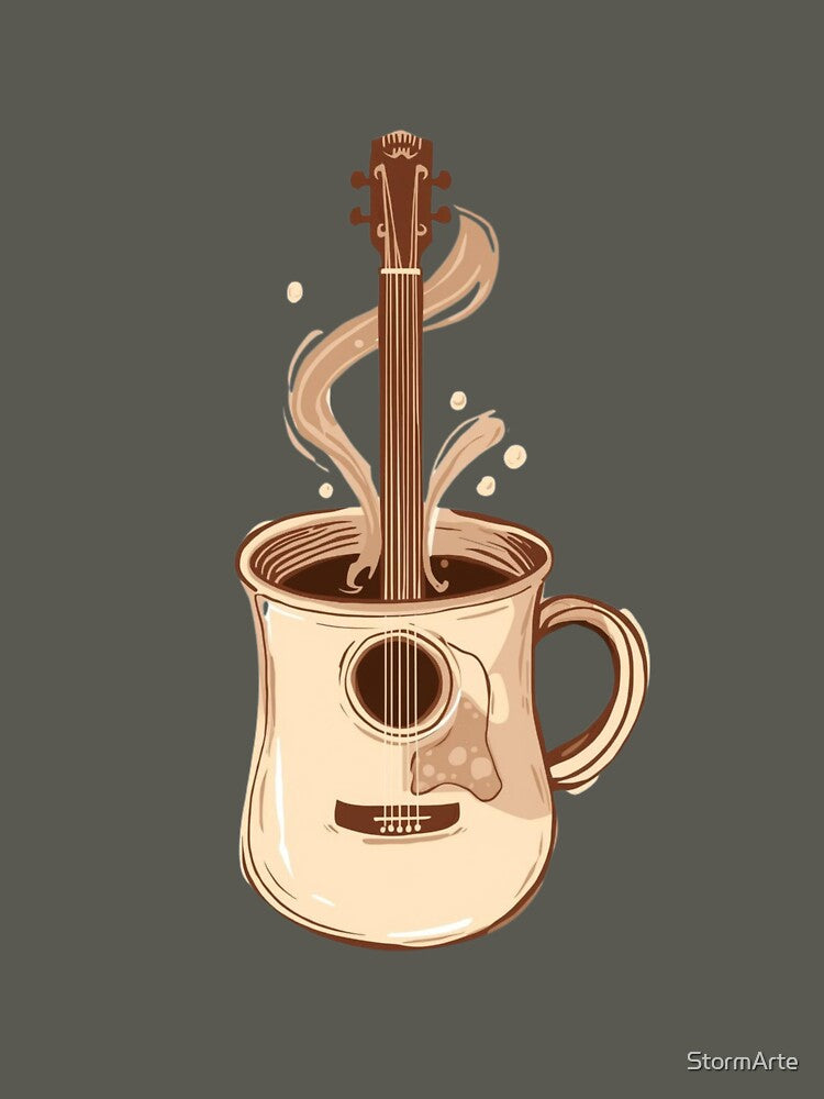 Coffee cup acoustic guitar by StormArte Unisex T-shirt, Sweatshirt, Hoodie, Long Sleeve Tee