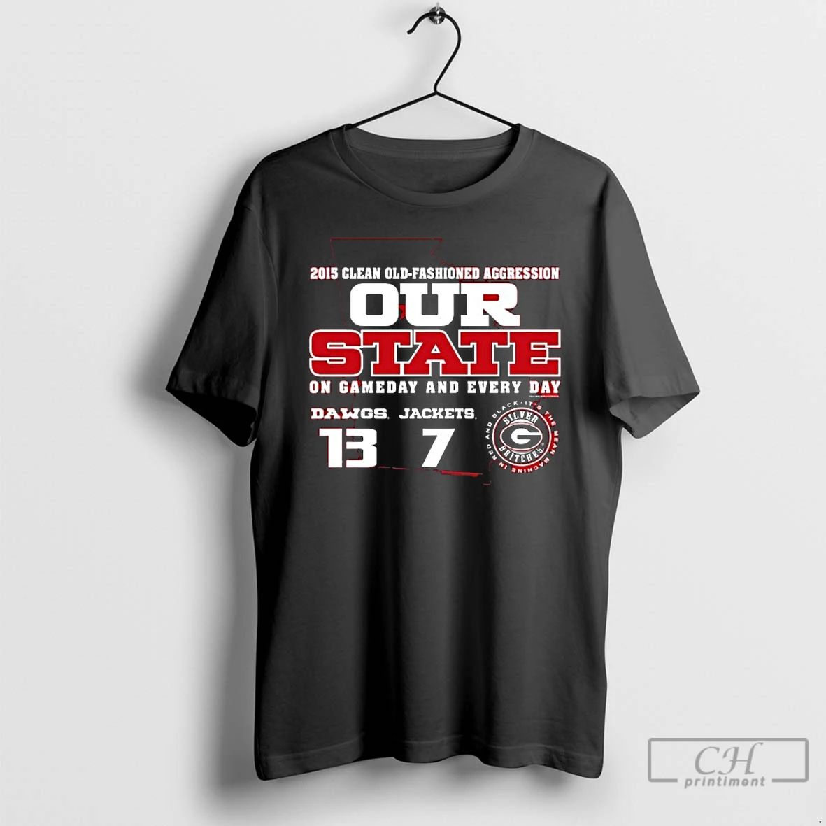 Premium Georgia Bulldogs Vs Georgia Tech Yellow Jackets 2015 Our State Rivalry Score T Shirts